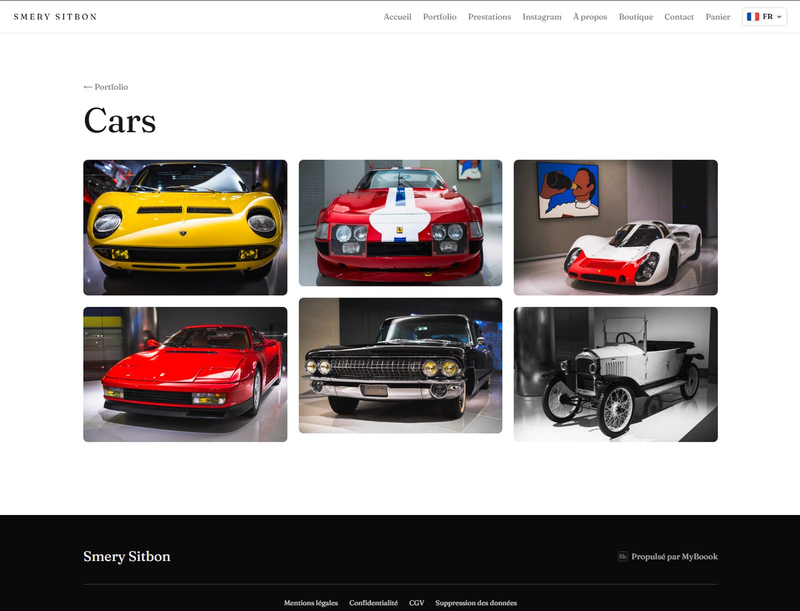 The same car gallery, published automatically on the photographer's site